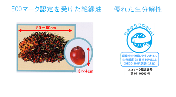 パームヤシ脂肪酸エステル油入変圧器の特長